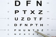 © megaflopp - Silver ballpoint pen pointing to letter in eyesight check table