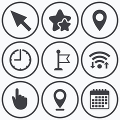 Poster - Mouse cursor icon. Hand or Flag pointer symbols.