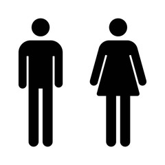 male and female bathroom / restroom sign flat icon for apps and websites