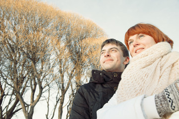 Couple portrait in winter park