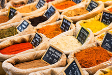 Various Spices At The Market Shop