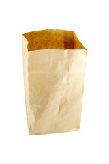 Brown Paper Bag Lunch with Copy Space Isolated on White Backgrou