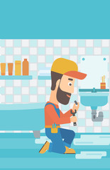 Canvas Print - Man repairing sink.