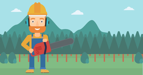 Wall Mural - Lumberjack with chainsaw.