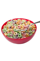 Wall Mural - bowl of ring cereals with milk