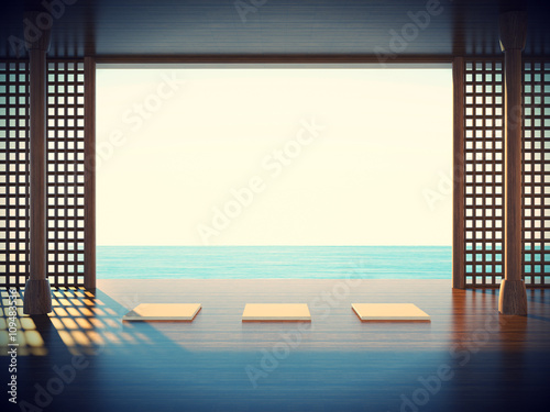 Fotografie, Obraz Zen yoga room in the coastal areas Space of the beautiful and unique perspective