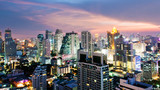 Fototapeta Miasto - Bangkok city in twilight time view, Thailand