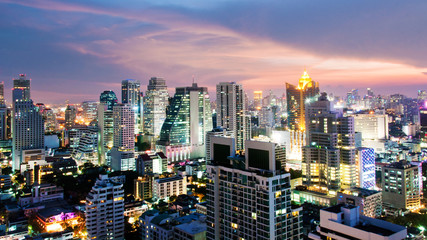  Bangkok city in twilight time view, Thailand