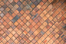Terracotta Tiles Wall For Abstract Texture Background