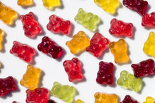 Group of colorful gummy bears with isolated background