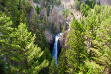 Tower Falls In Yellowstone National Park, Wyoming, USA
