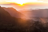 Fototapeta Zachód słońca - View on indonesian landscape at sunrise