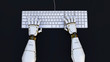 high-tech robot hands typing on a computer, or hack into the system. 3d render.