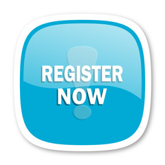 Aufkleber - register now blue glossy web icon