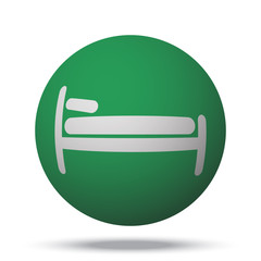 Wall Mural - White Bed web icon on green sphere ball