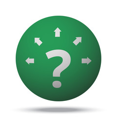 White Question Mark Arrows web icon on green sphere ball