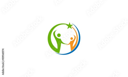 Vector Logo Design Template Colorful Abstract Happy People With Star Concept For Social Network Team Work Partnership Friends Business Cooperation Playing Kids Buy This Stock Vector And Explore Similar Vectors At