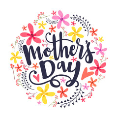 Sticker - Greeting Card with colorful floral design for Mother's Day.