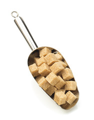 Poster - brown sugar cubes in scoop on white