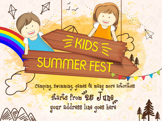 Sticker - Kids Summer Fest Flyer, Poster or Banner design.