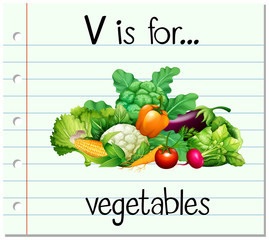 Poster - Flashcard letter V is for vegetables