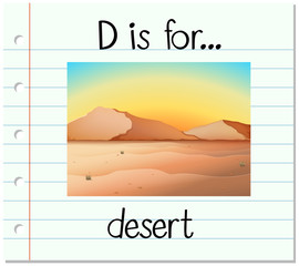 Flashcard letter D is for desert