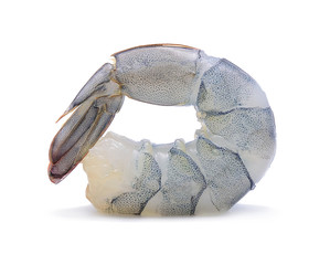 Raw prawns isolated on white background