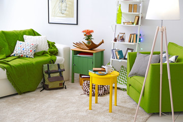 Sticker - Interior of living room with couch and armchair