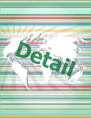 Poster - The word detail on digital screen, business concept vector quotation marks with thin line speech bubble. concept of citation, info, testimonials, notice, textbox