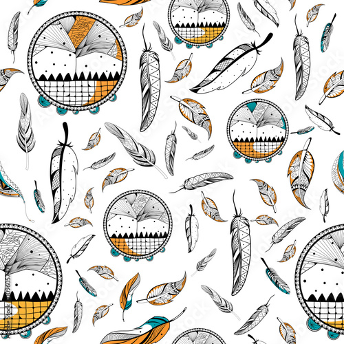 dream-catcher-in-tribal-boho-style-seamless-pattern