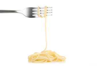 Sticker - Spaghetti rolled on fork isolated on white