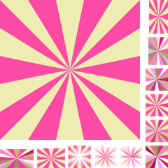 Poster - Pink yellow ray burst background set