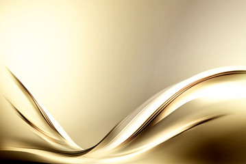 Poster - Fractal Abstract Gold Wave Design Background