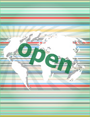 Poster - Security concept: open word on digital screen vector quotation marks with thin line speech bubble. concept of citation, info, testimonials, notice, textbox