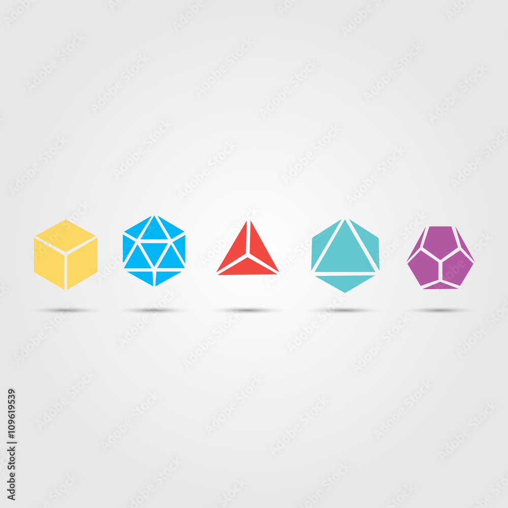 Sacred geometry - platonic solids - six elements - stock vector - air ...