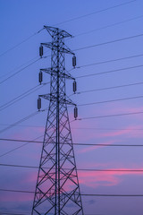 high voltage post.High-voltage tower sky background. 
