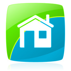 house green and blue glossy vector web icon