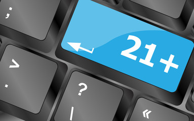 Poster - 21 plus button on computer keyboard keys. Keyboard keys icon button vector