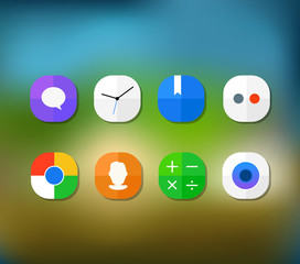 Aufkleber - Different modern smartphone application icons set on blur backgr
