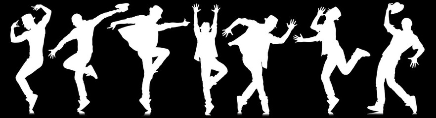 Wall Mural - Silhouettes of dancers in dancing concept