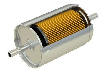 Fuel Filter cutaway, 3D rendering