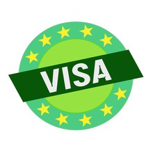 VISA White Wording On Green Rectangle And Circle Green Stars