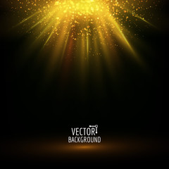 Wall Mural - Vector abstract light. Bright glowing on dark background. Shiny sun light effect.