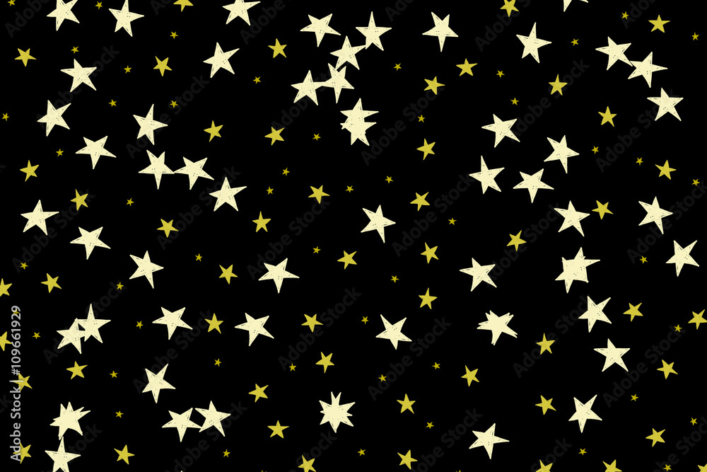 Hand drawn stars on black background Stock Illustration | Adobe Stock