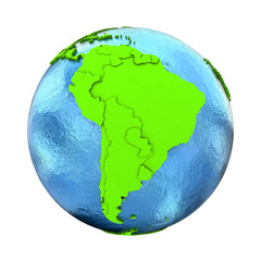 Wall Mural - South America on green Earth