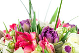 Fototapeta Tulipany - close-up bouquet of peonies, tulips and buttercups