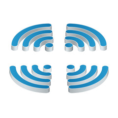 Poster - Wi-Fi isometric Icon. Set of four wifi icons for business or commercial use. Flat 3d vector illustration. Free wifi zone. Public free Wi-Fi hotspot zone wireless connection.
