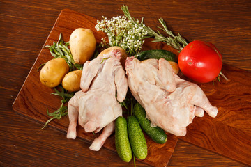 Raw chicken with vegetables