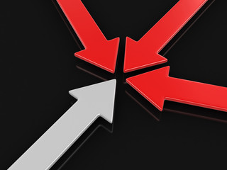 Poster - 3d image of arrow in three directions. Image with clipping path