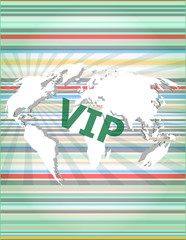 Poster - words vip on digital screen, business concept vector quotation marks with thin line speech bubble. concept of citation, info, testimonials, notice, textbox